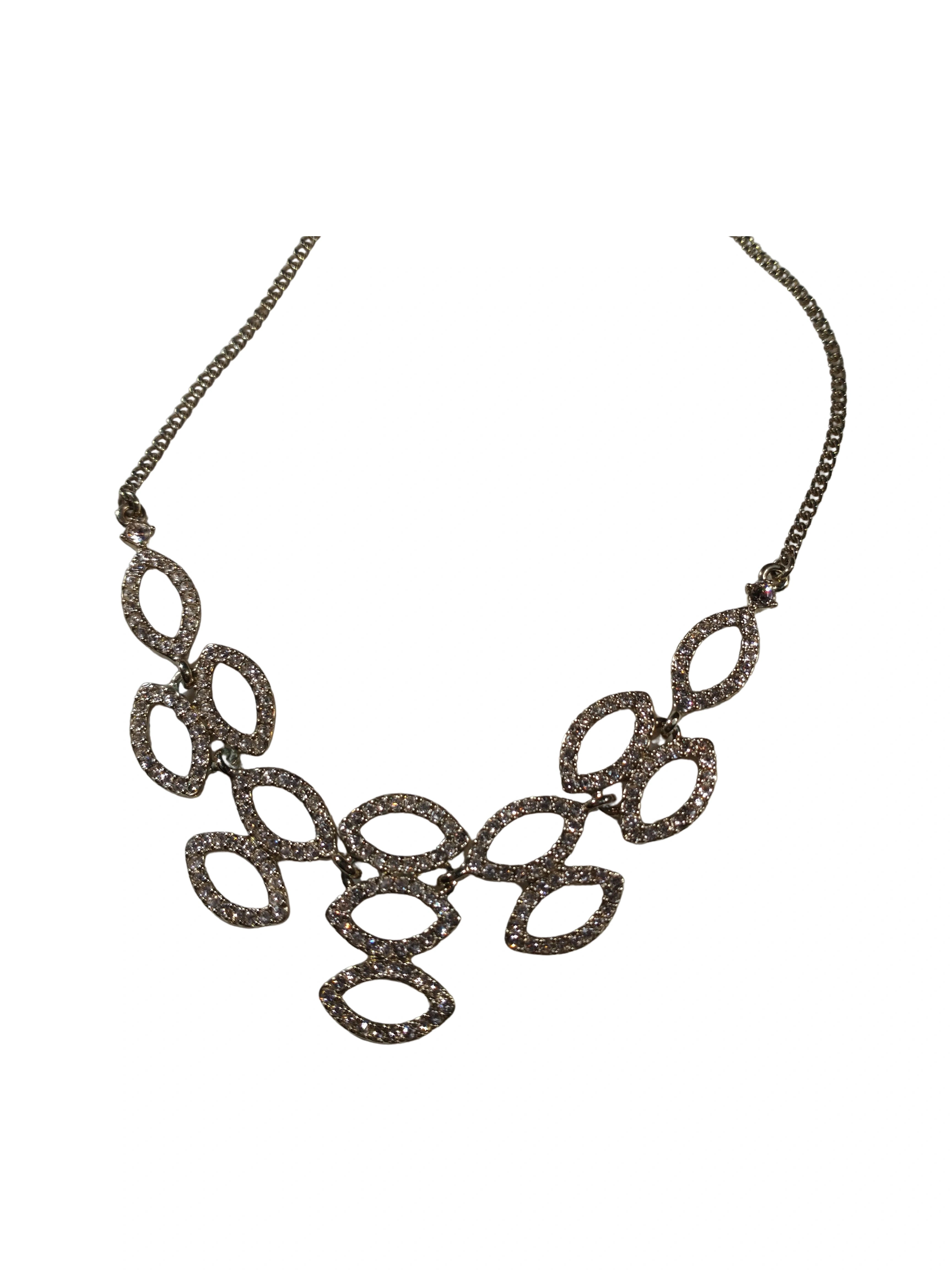 Necklace with interlocking oval links on a white background