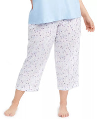 Charter Club Cotton Printed Cropped Pajama Shadow Stripe Lilac