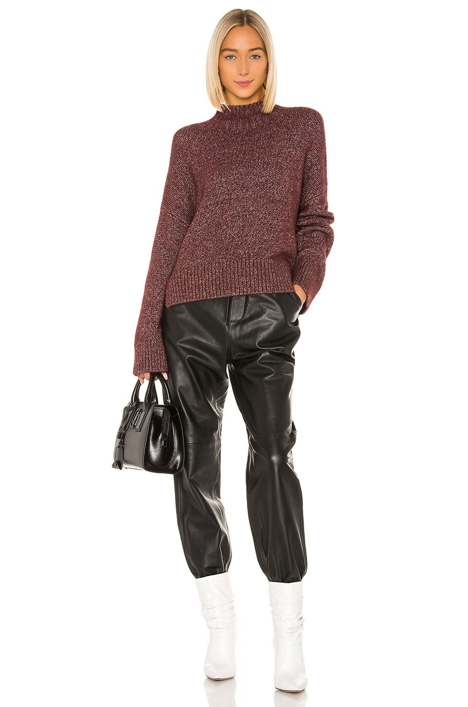 1. STATE Marled Turtleneck Sweater in Vintage Rouge
