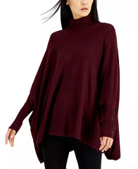 Alfani Women Button Sleeve Sweater in Wine Color 2XL