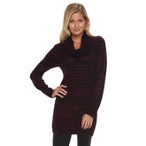 AB Studio Maroon/Black Long Cowl Neck Sweater