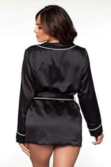 Be Wicked Kali Black Robe Removable Tie Waist Front Pockets
