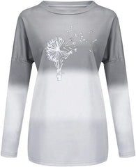 Baisico Gray & White Dandelion Color Block Top