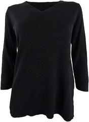 Karen Scott Woman Luxsoft Black Sweater V Neck
