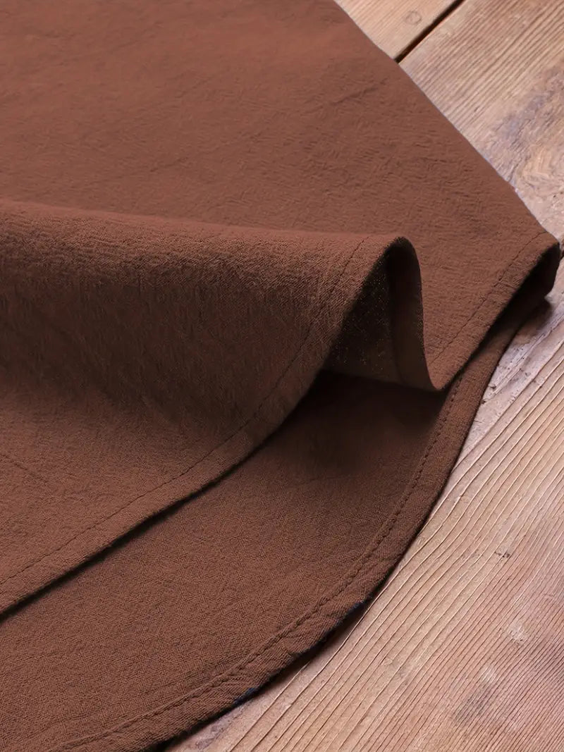 E-Rétro - Brown Pocket Button-Up Hooded Swing Jacket