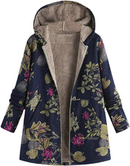 E-RÃtro Navy & Pink Floral Zip-Up Hoodie Jacket