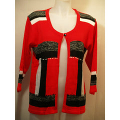 Sara Morgan Red Button-Front Cardigan