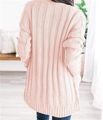 Knoeasy Pink Cable-Knit Button-Up Cardigan