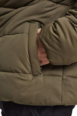 Levi's Olive Night Color Block Logo Rocket Hooded Puffer Coat