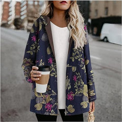 E-RÃtro Navy & Pink Floral Zip-Up Hoodie Jacket