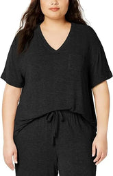 Alfani Ribbed Knit Pajama Top Classic Black