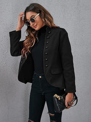 Coeur de Vague Black Button-Accent Open Blazer
