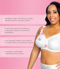 Exquisite Form White Front-Closure Wireless #5100530 Full-Fit Bra - Plus Too