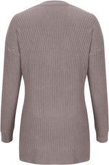 CCK Style Stone Rib-Trim Pocket Wool-Blend Cardigan