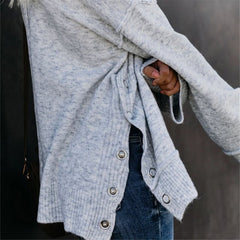 Jiana Light Gray Oversize Off-Shoulder Sweater