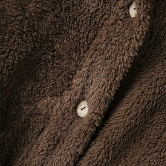 Baisico Coffee Plush Ear-Accent Hooded Coat