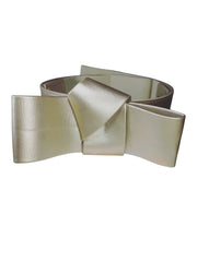 INC Gold Pleather Belt – Stylish Snap Bow Design with Webbing, 34.75"x2" Adjustable Fit