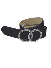 INC Black Pleather Belt – XL Size, Silver Rhinestone Buckle, Stylish Statement Accessory