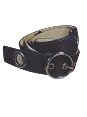INC Black Pleather Suede Belt – XL Size, Silver Metal Buckle & Grommet Design, Trendy Faux Leather Accessory