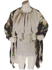 INC Sheer Floral Scarf – Black/Green/Yellow Lightweight Polyester Wrap (71"x30.5")