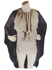 INC Navy Sequin Shawl – Elegant Fringe Wrap, Soft Polyester Blend (66.5"x21.5")