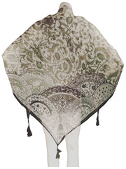 Diva General Collection Cream & Black Sheer Scarf – Elegant Fringe Wrap (66"x37")