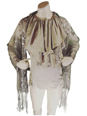 INC Silver Sheer Scarf – Embroidered Sequin Wrap with Fringe, Elegant 100% Polyester (66"x23.5")