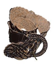 Diva General Brown Pleather Belt with Braided Buckle – Stylish & Adjustable (2.75" x 35")
