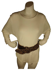 Diva General Brown Pleather Belt with Braided Buckle – Stylish & Adjustable (2.75" x 35")