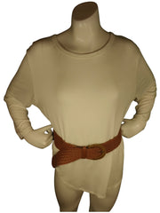 Diva General Brown Braided Belt 1.75"x33" Pleather Waist Belt with Classic Buckle