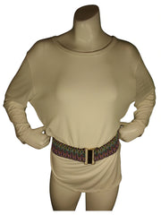 Diva General Black Embroidered Belt 2"x25.75" Stretchy Webbing Waist Belt with Hook & Eye Closure