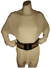 Diva General Black Multi-Braid Belt 2.75"x27" Stretchy Pleather & Webbing Waist Belt with Slide Closure