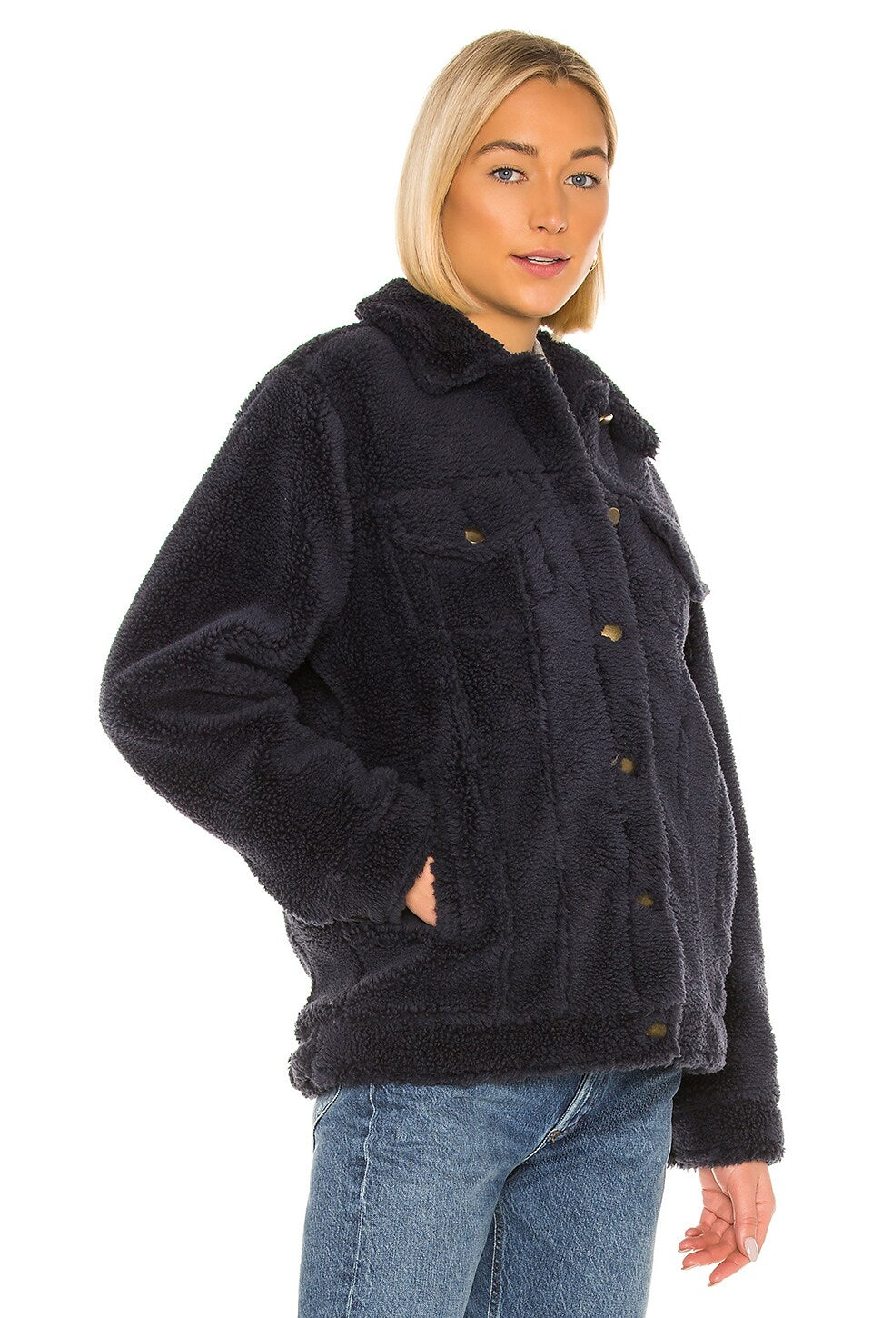Amuse Society Shea Teddy Jacket in Ink - Faux Fur
