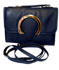 Elegant Diva Blue Purse Horseshoe Accent Stylish Handbag with Removable Strap