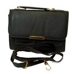 Elegant Diva Black Purse Underline Mark Detail Stylish Handbag with Removable Strap