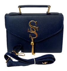 Diva General Collection Stylish Blue Purse – Elegant Handbag with Letter SS & Removable Strap