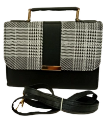 Diva General Collection Classic Black Plaid Purse – Stylish Handbag with Removable Strap