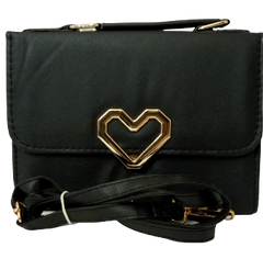 Diva General Collection Black Heart Purse - Stylish & Versatile with Removable Strap