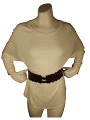 Diva General Red & Black Stretchy Belt 2"x25.5" Pleather & Webbing Waist Belt with Black Hook & Eye Closure