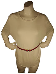 Diva General Red Pleather Belt 3/8"x22.75" Stylish Waist Belt with Adjustable Decorative Buckle