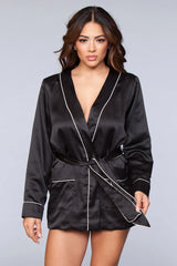 Be Wicked Kali Black Robe Removable Tie Waist Front Pockets