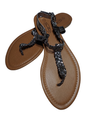 Star Bay Silver & Light Brown Braided Sandals with Buckle