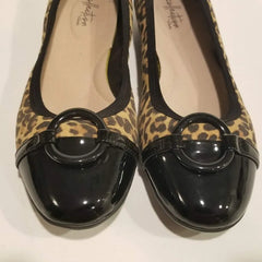 Clarks Black & Brown Leopard Gracelin Wind Leather Ballet Flats