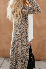 NXH Khaki Leopard Open Long Cardigan