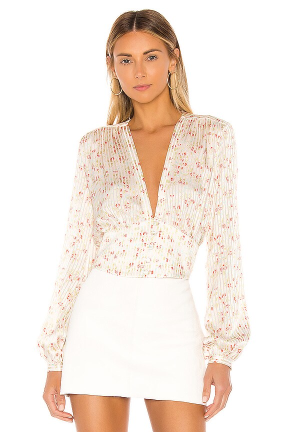 Divine Heritage Sweet Virginia Ditsy Blouse in Stripe Jacquard