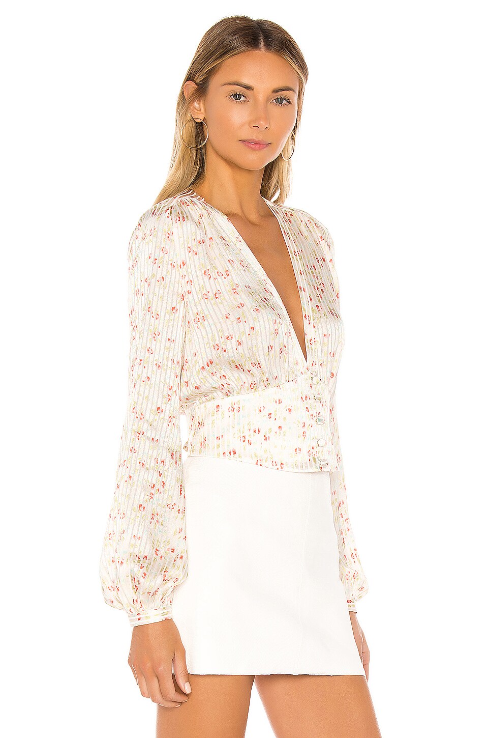 Divine Heritage Sweet Virginia Ditsy Blouse in Stripe Jacquard