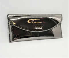 DKNY Black Metallic Pewter Flap Card Wallet