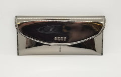 DKNY Black Metallic Pewter Flap Card Wallet