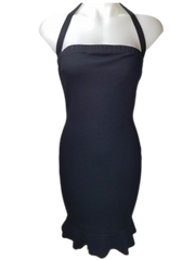 Vizio Black Halter Dress with Ruffles