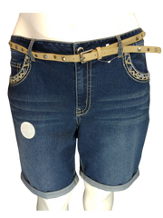 Faded Glory Blue Embroidered Women's Shorts - 24W